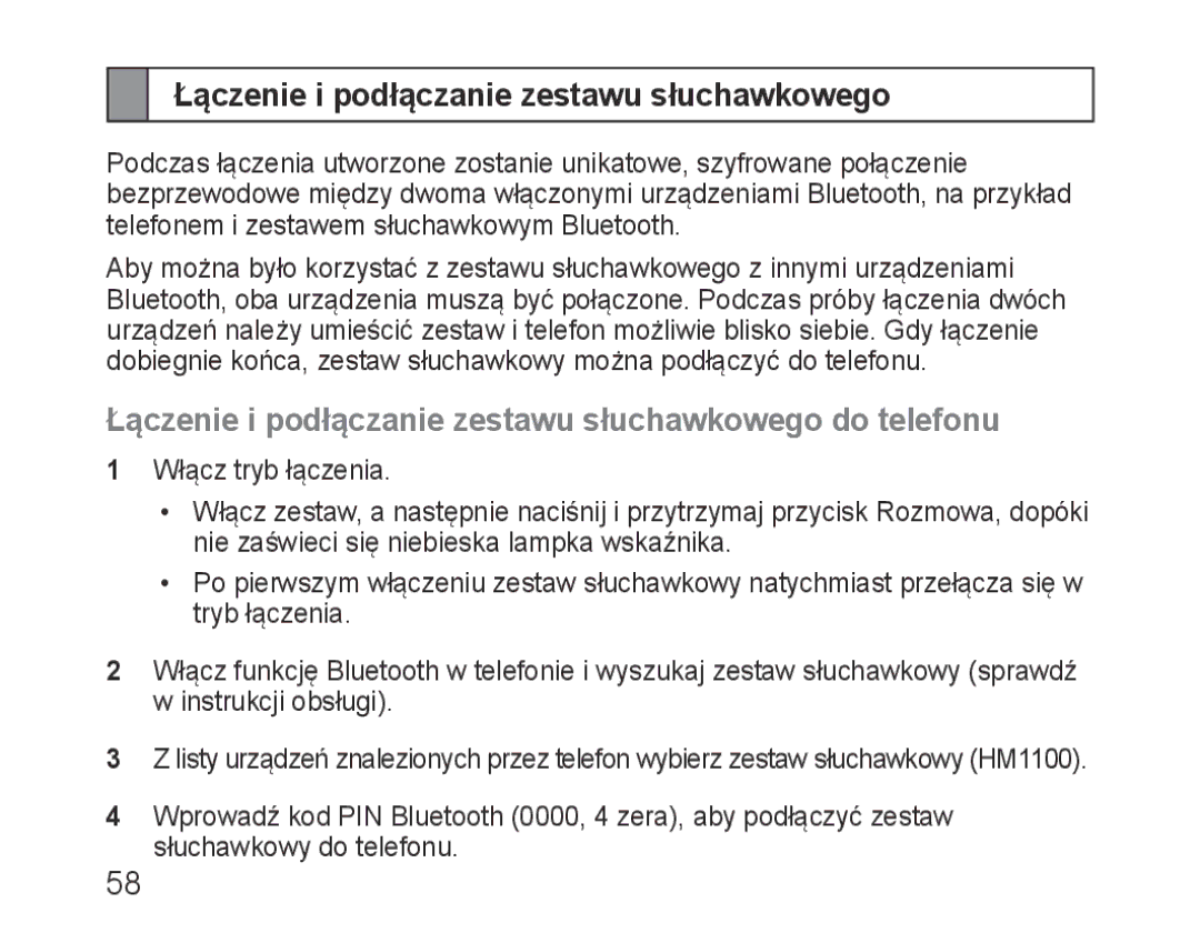 Samsung BHM1100EBEGXEF, BHM1100NBEGXET, BHM1100EBEGXET, BHM1100EBEGFOP manual Łączenie i podłączanie zestawu słuchawkowego 