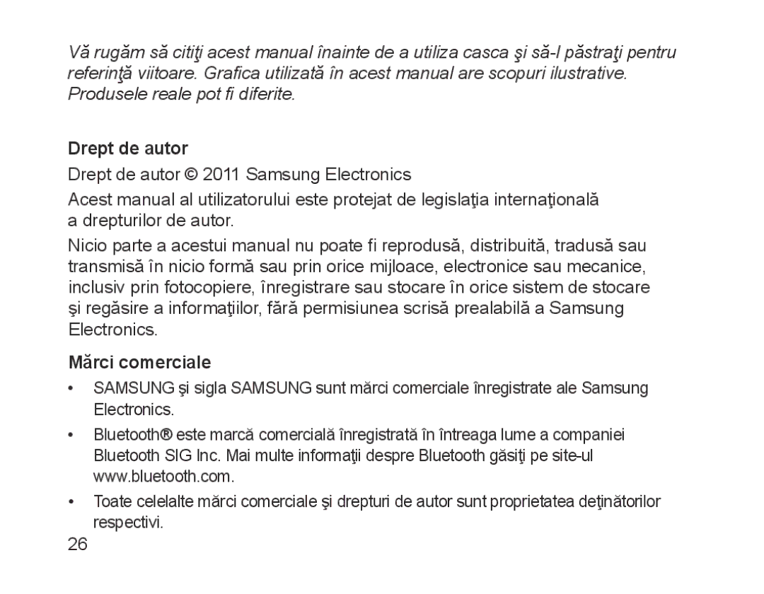 Samsung BHM1200EBEGXET, BHM1200EBEGXEF, BHM1200EBEGXEH, BHM1200EBEGEUR, BHM1200EBEGXEB manual Drept de autor, Mărci comerciale 