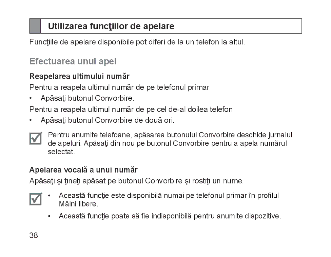 Samsung BHM1200EBEGXEB, BHM1200EBEGXEF Utilizarea funcţiilor de apelare, Efectuarea unui apel, Reapelarea ultimului număr 