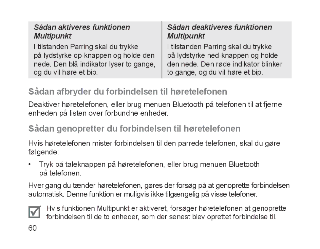 Samsung BHM1200EBRGSER, BHM1200EBEGXEF, BHM1200EBEGXET, BHM1200EBEGXEH manual Sådan afbryder du forbindelsen til høretelefonen 