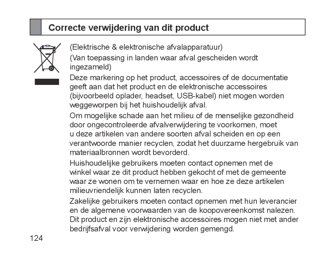 Samsung BHM1200EBEGXET, BHM1200EBEGXEF, BHM1200EBEGXEH, BHM1200EBEGEUR, BHM1200EBEGXEB Correcte verwijdering van dit product 