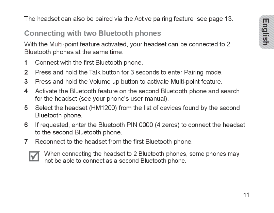 Samsung BHM1200NBEBHAT, BHM1200EBEGXEF, BHM1200EBEGXET, BHM1200EBEGXEH, BHM1200EBEGEUR Connecting with two Bluetooth phones 