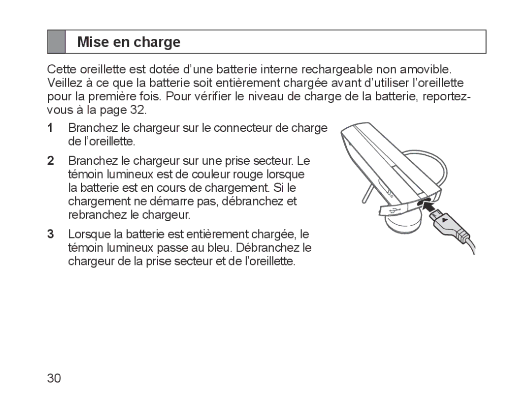 Samsung BHM1200NBEGATO, BHM1200EBEGXEF, BHM1200EBEGXET, BHM1200EBEGXEH, BHM1200EBEGEUR, BHM1200EBEGXEB manual Mise en charge 