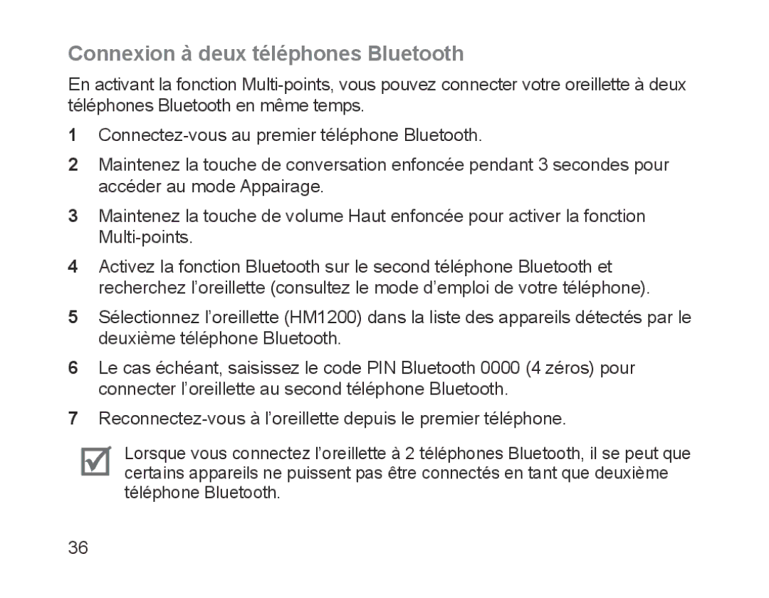 Samsung BHM1200EBEGEUR, BHM1200EBEGXEF, BHM1200EBEGXET, BHM1200EBEGXEH, BHM1200EBEGXEB Connexion à deux téléphones Bluetooth 