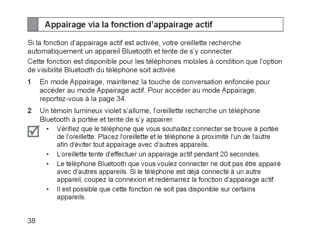 Samsung BHM1200NBEBHAT, BHM1200EBEGXEF, BHM1200EBEGXET, BHM1200EBEGXEH manual Appairage via la fonction d’appairage actif 