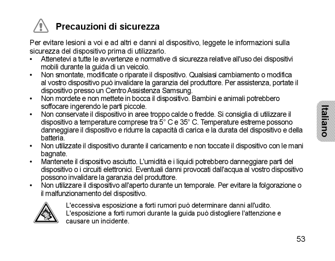 Samsung BHM1200EBEGXEH, BHM1200EBEGXEF, BHM1200EBEGXET, BHM1200EBEGEUR, BHM1200EBEGXEB manual Precauzioni di sicurezza 