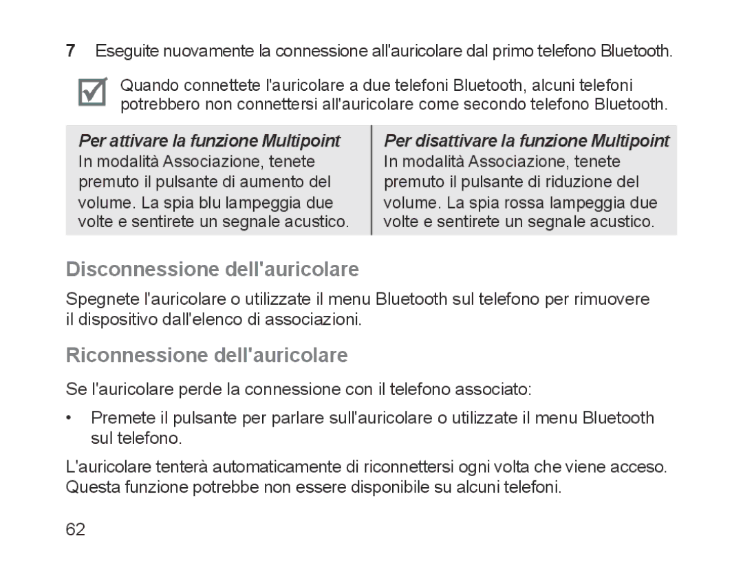 Samsung BHM1200EBEGXEH, BHM1200EBEGXEF, BHM1200EBEGXET manual Disconnessione dellauricolare, Riconnessione dellauricolare 