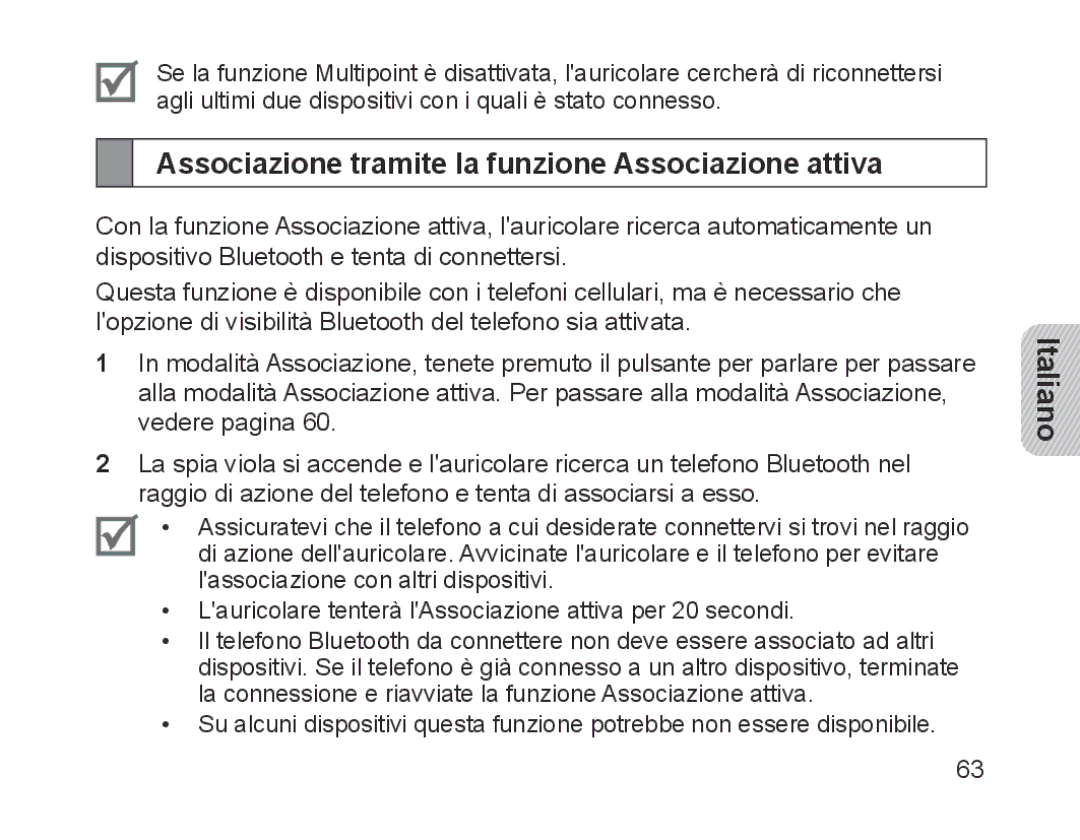 Samsung BHM1200EBEGEUR, BHM1200EBEGXEF, BHM1200EBEGXET, BHM1200EBEGXEH Associazione tramite la funzione Associazione attiva 