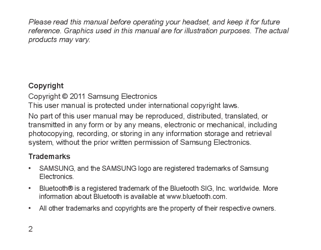 Samsung BHM1200EBEGXEB, BHM1200EBEGXEF, BHM1200EBEGXET, BHM1200EBEGXEH, BHM1200EBEGEUR, BHM1200NBEBHAT Copyright, Trademarks 