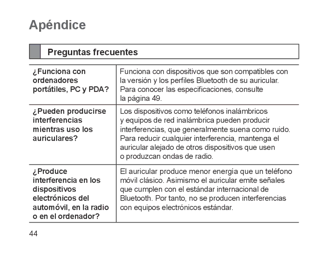 Samsung BHM1200EBEGXET, BHM1200EBEGXEF, BHM1200EBEGXEH, BHM1200EBEGEUR, BHM1200EBEGXEB manual Apéndice, Preguntas frecuentes 