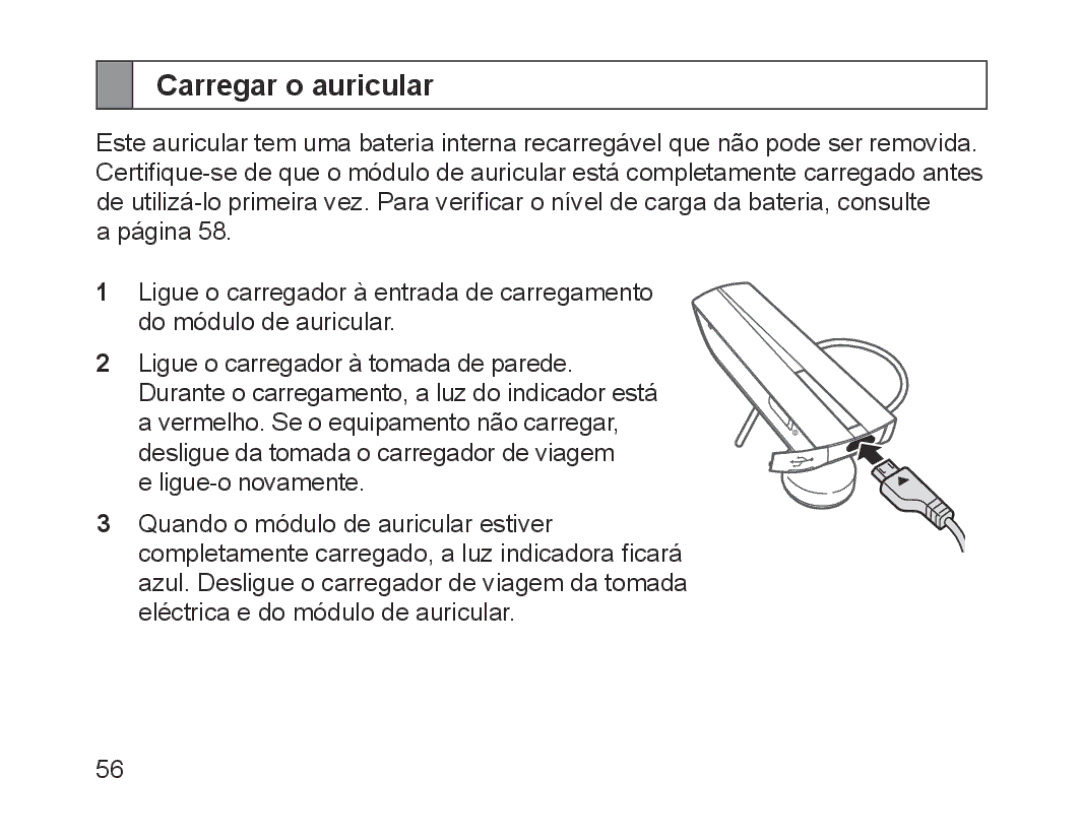 Samsung BHM1200EBEGXEB, BHM1200EBEGXEF, BHM1200EBEGXET, BHM1200EBEGXEH, BHM1200EBEGEUR, BHM1200NBEBHAT Carregar o auricular 