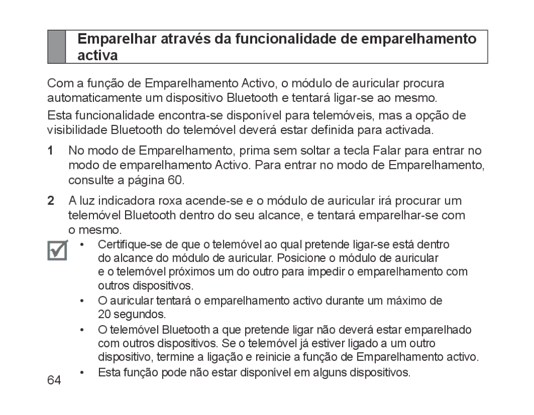 Samsung BHM1200EBEGEUR, BHM1200EBEGXEF, BHM1200EBEGXET manual Esta função pode não estar disponível em alguns dispositivos 