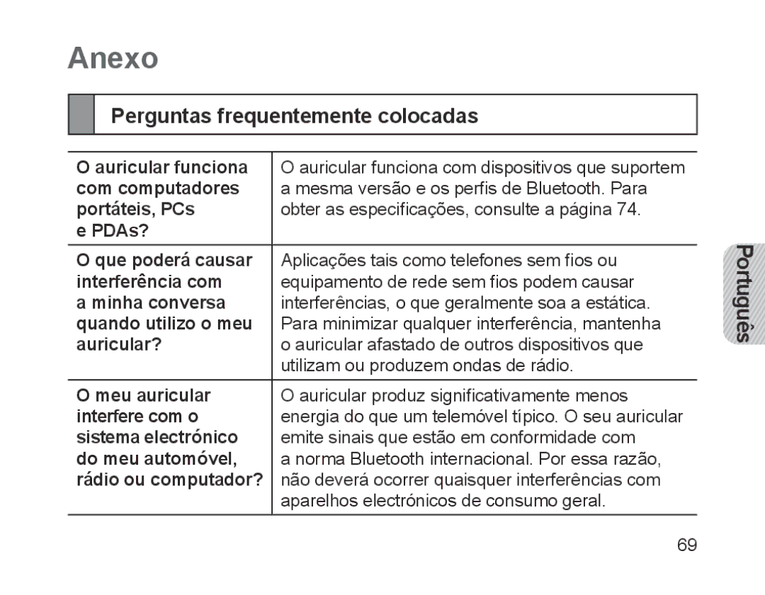 Samsung BHM1200EBRGSER, BHM1200EBEGXEF, BHM1200EBEGXET, BHM1200EBEGXEH manual Anexo, Perguntas frequentemente colocadas 