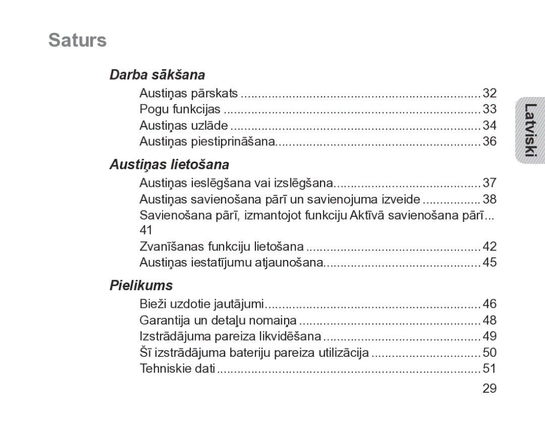 Samsung BHM1200EBRGSER manual Saturs, Latviski 