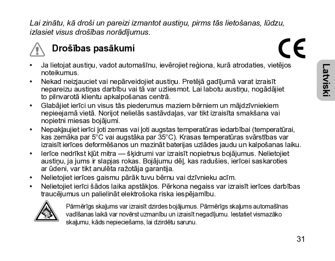 Samsung BHM1200EBRGSER manual Drošības pasākumi 