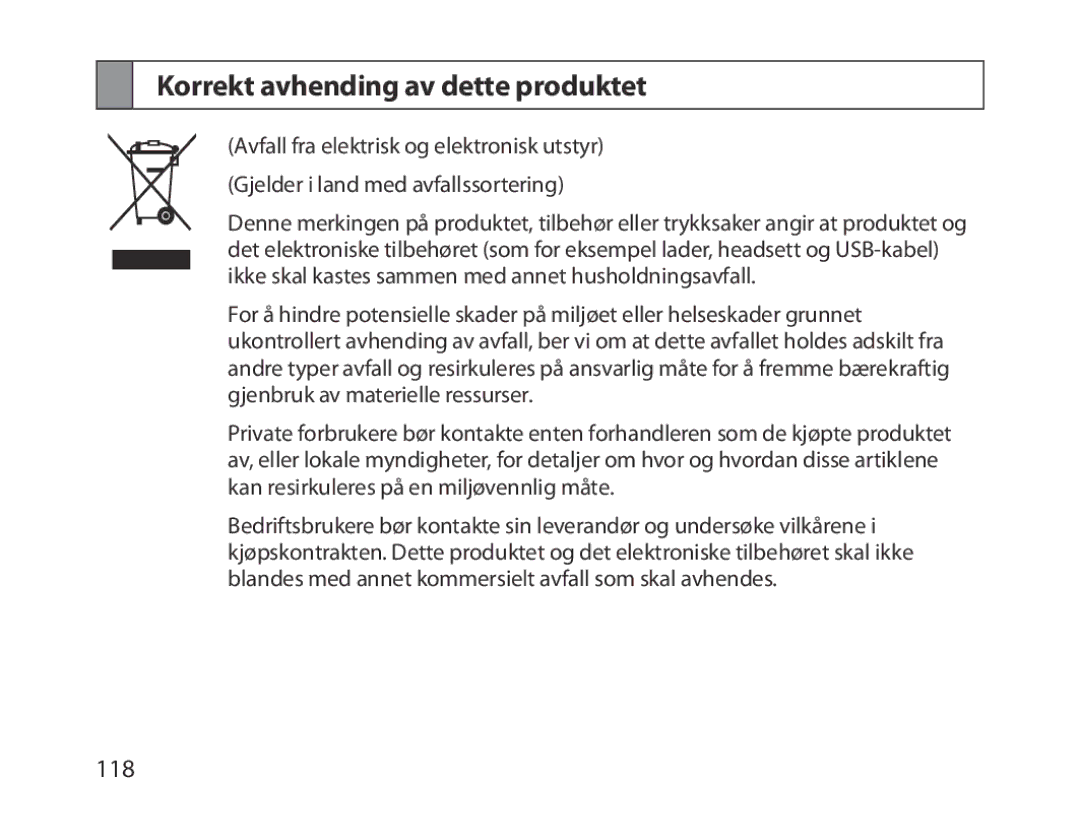 Samsung BHM1300EKEGXEG, BHM1300EREGXEG, BHM1300EWEGXEG, BHM1300EBEGXEG, BHM1300EWEGXSG Korrekt avhending av dette produktet 