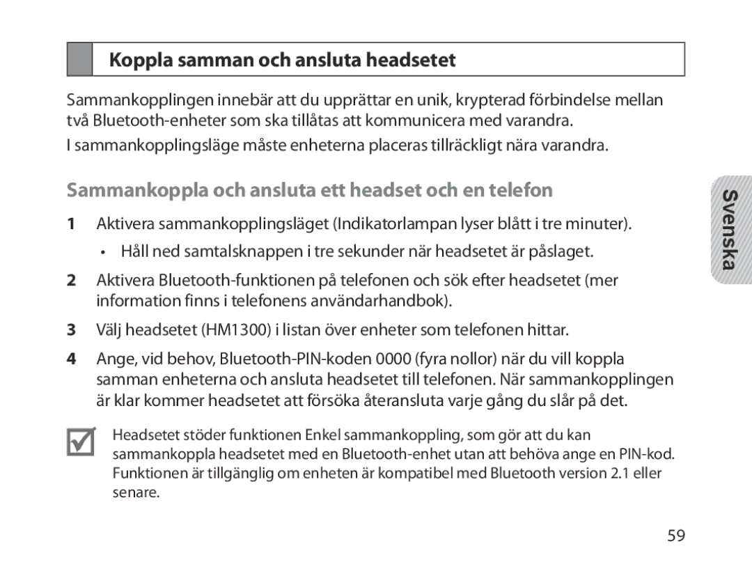 Samsung BHM1300EREGXEG manual Koppla samman och ansluta headsetet, Sammankoppla och ansluta ett headset och en telefon 