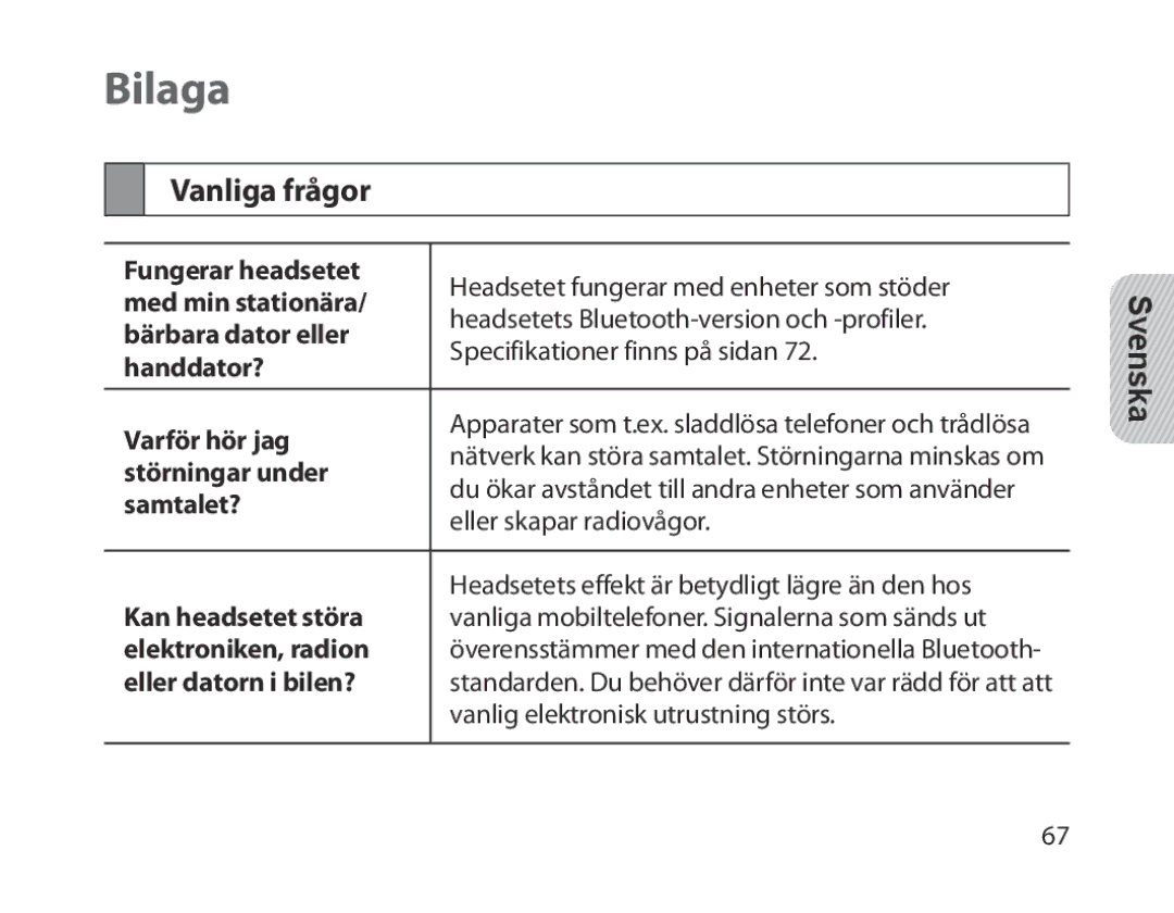 Samsung BHM1300EEEGXSG, BHM1300EKEGXEG, BHM1300EREGXEG, BHM1300EWEGXEG, BHM1300EBEGXEG, BHM1300EWEGXSG Bilaga, Vanliga frågor 