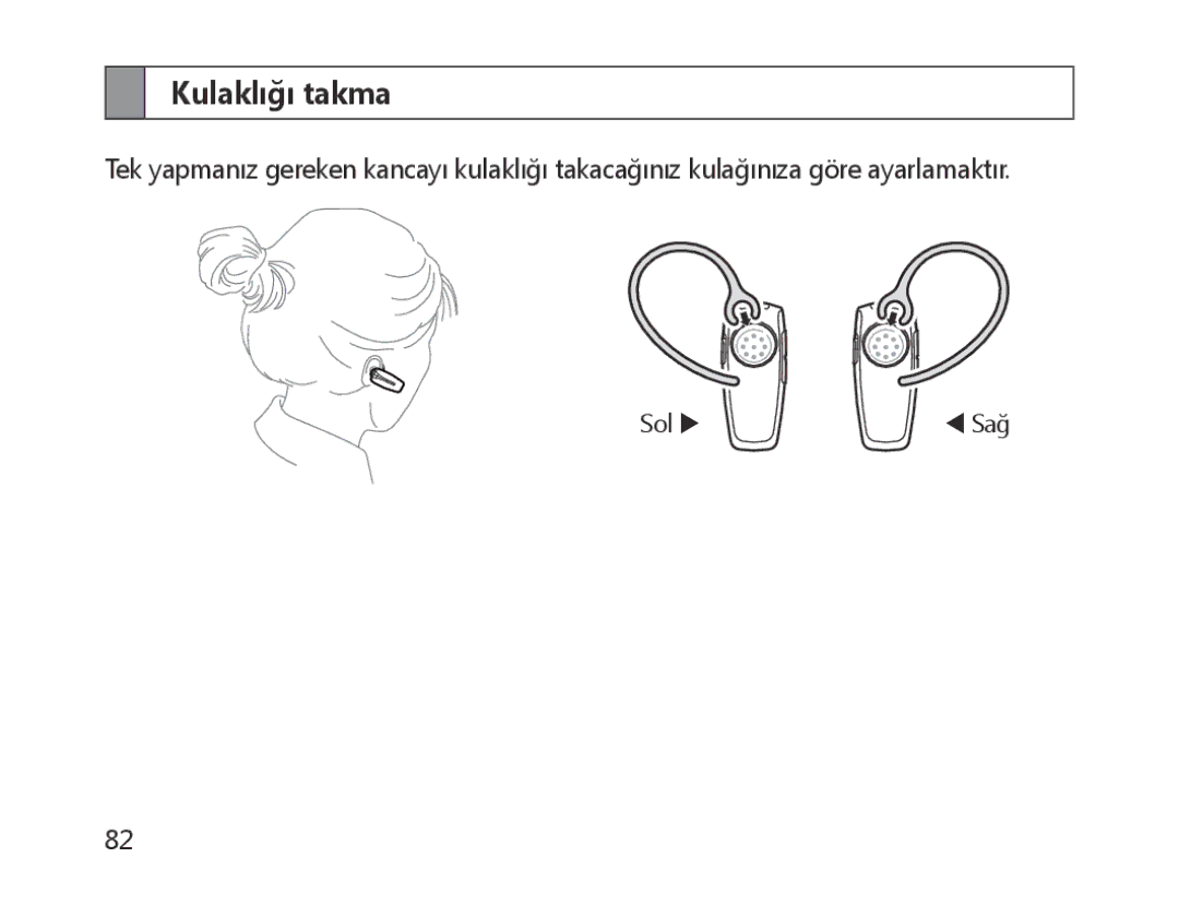 Samsung BHM1300EWEGXSG, BHM1300EKEGXEG, BHM1300EREGXEG, BHM1300EWEGXEG, BHM1300EBEGXEG, BHM1300UREGKSA manual Kulaklığı takma 