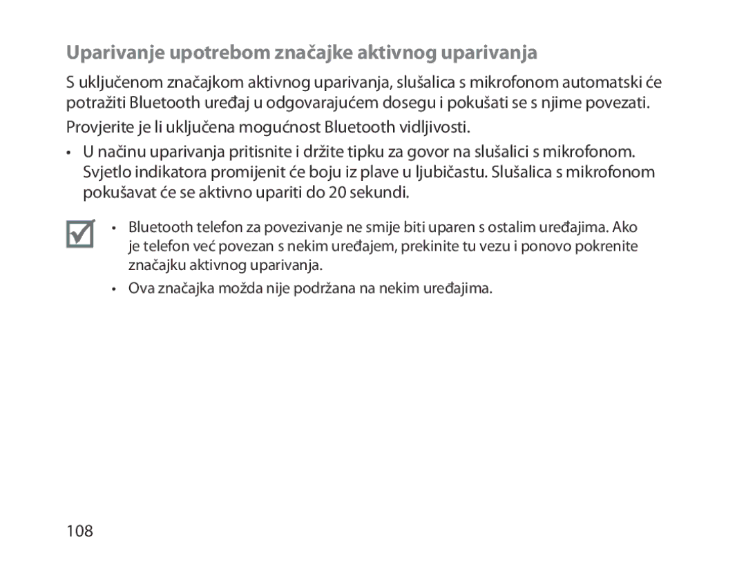 Samsung BHM1300EREGXSG, BHM1300EKEGXEG, BHM1300EREGXEG, BHM1300EWEGXEG Uparivanje upotrebom značajke aktivnog uparivanja 