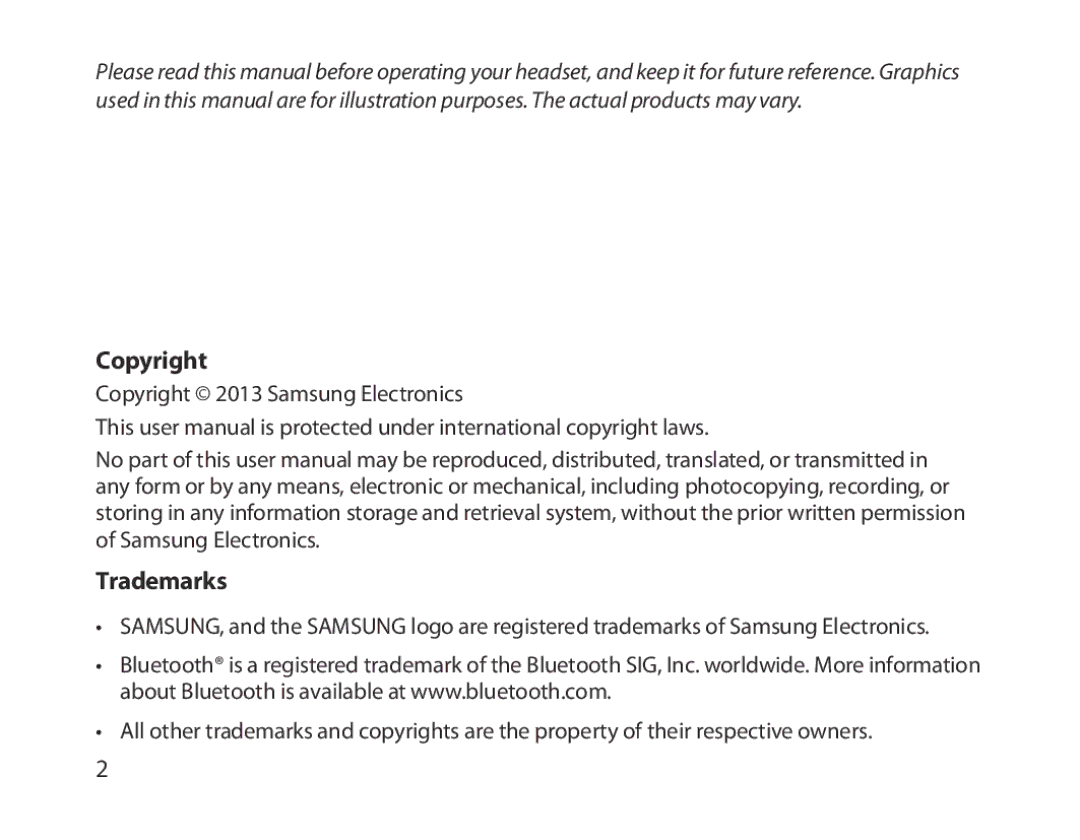 Samsung BHM1300EWEGXSG, BHM1300EKEGXEG, BHM1300EREGXEG, BHM1300EWEGXEG, BHM1300EBEGXEG, BHM1300UREGKSA Copyright, Trademarks 