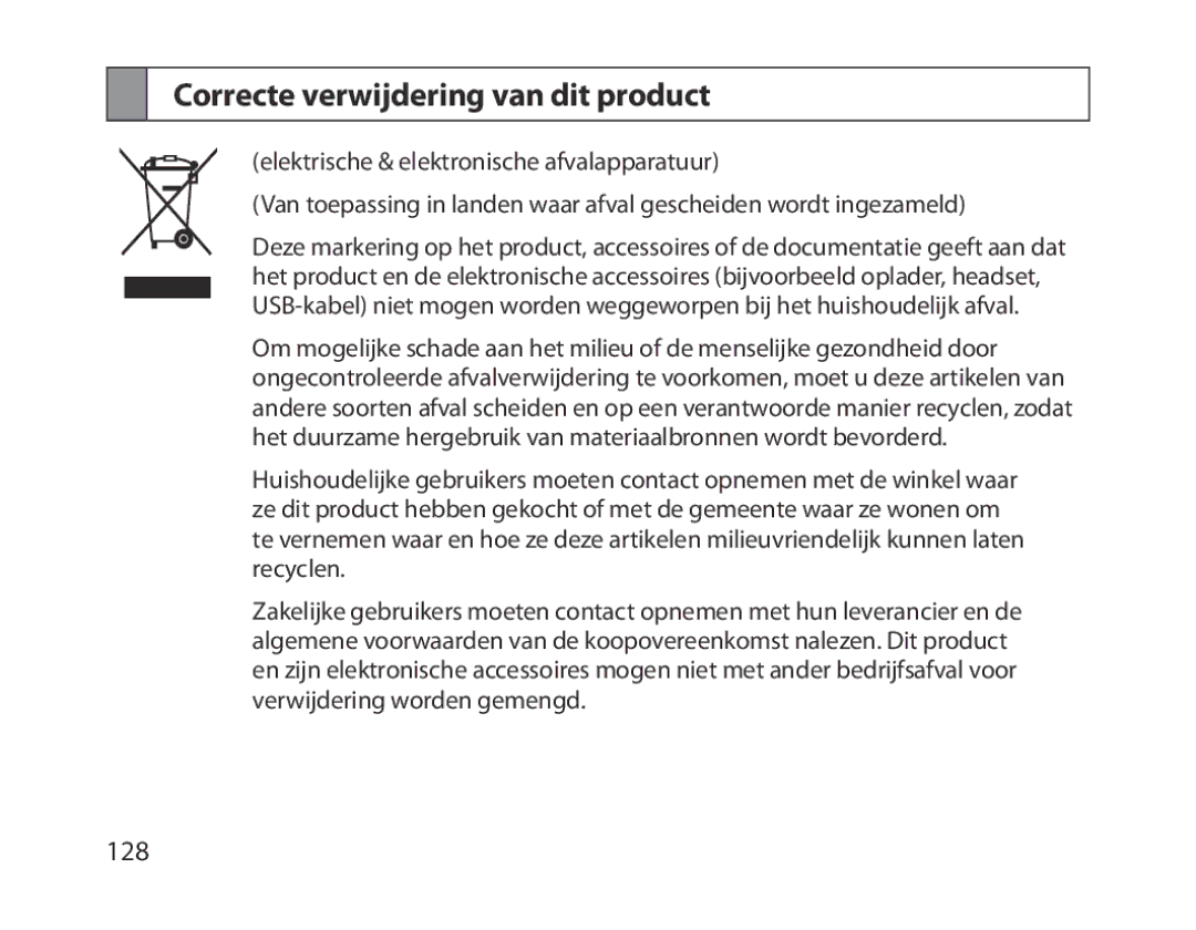 Samsung BHM1300EREGXSG, BHM1300EKEGXEG, BHM1300EREGXEG, BHM1300EWEGXEG, BHM1300EBEGXEG Correcte verwijdering van dit product 