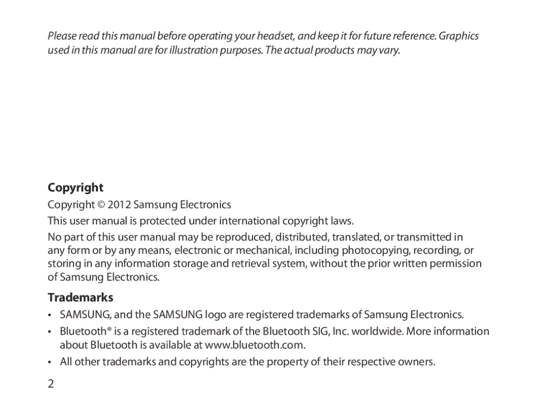 Samsung BHM1300EWEGXSG, BHM1300EKEGXEG, BHM1300EREGXEG, BHM1300EWEGXEG, BHM1300EBEGXEG, BHM1300UREGKSA Copyright, Trademarks 