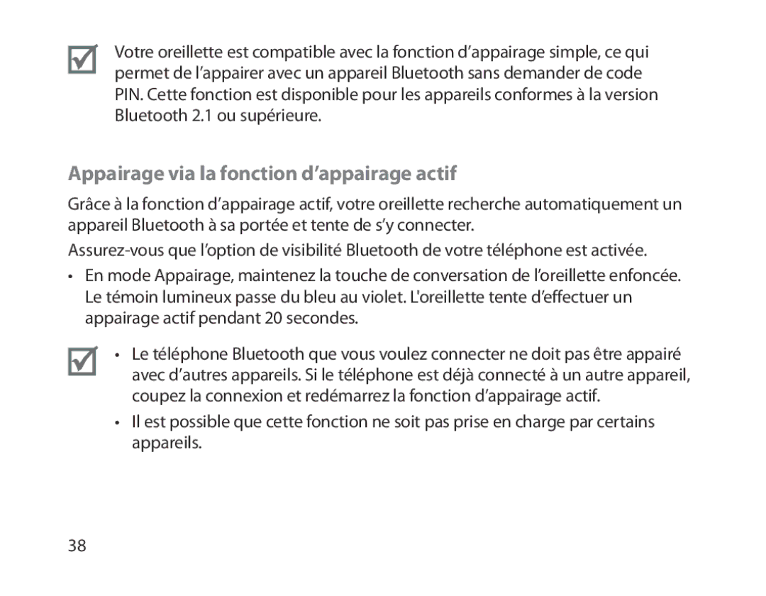 Samsung BHM1300EKEGXEG, BHM1300EREGXEG, BHM1300EWEGXEG, BHM1300EBEGXEG manual Appairage via la fonction d’appairage actif 