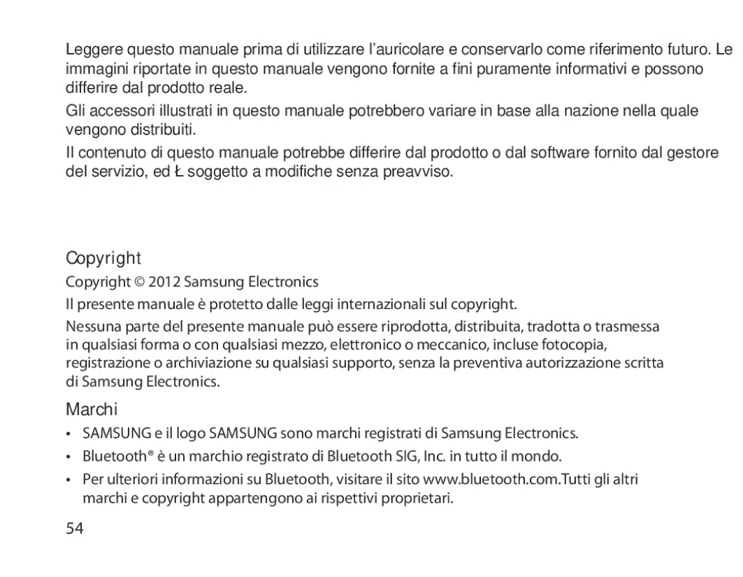 Samsung BHM1300EPEGXEE, BHM1300EKEGXEG, BHM1300EREGXEG, BHM1300EWEGXEG, BHM1300EBEGXEG, BHM1300EWEGXSG manual Copyright, Marchi 