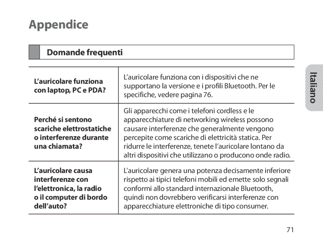 Samsung BHM1300EBEGXEV, BHM1300EKEGXEG, BHM1300EREGXEG, BHM1300EWEGXEG, BHM1300EBEGXEG manual Appendice, Domande frequenti 