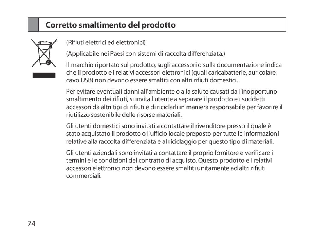 Samsung BHM1300EPEGXEE, BHM1300EKEGXEG, BHM1300EREGXEG, BHM1300EWEGXEG, BHM1300EBEGXEG manual Corretto smaltimento del prodotto 