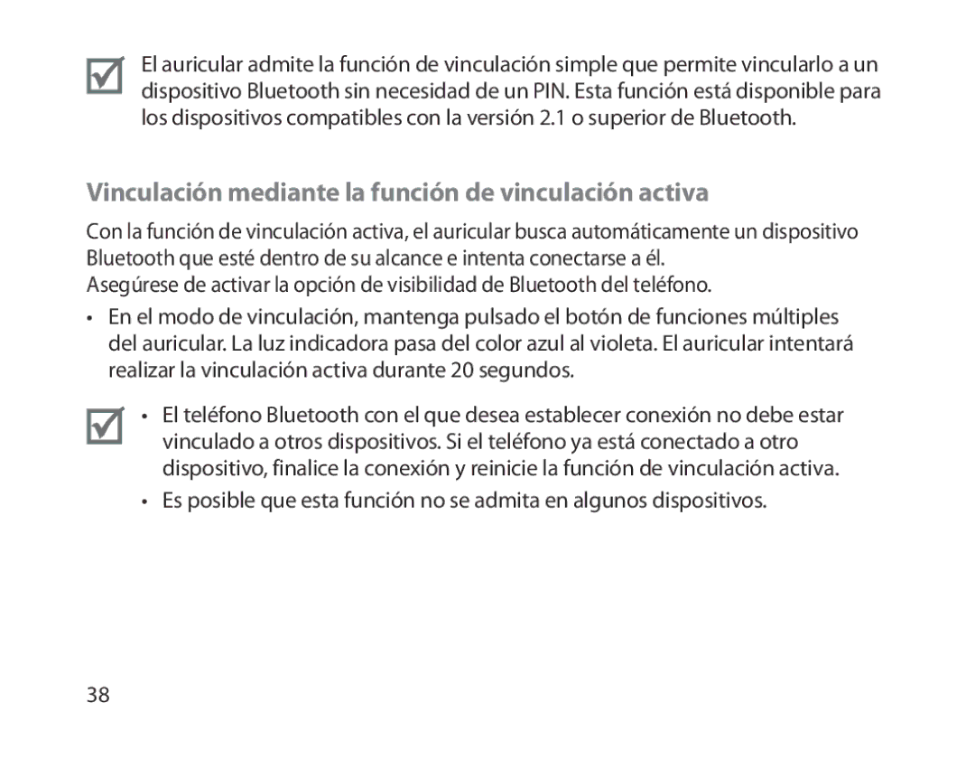 Samsung BHM1300EKEGXEG, BHM1300EREGXEG, BHM1300EWEGXEG, BHM1300EBEGXEG Vinculación mediante la función de vinculación activa 