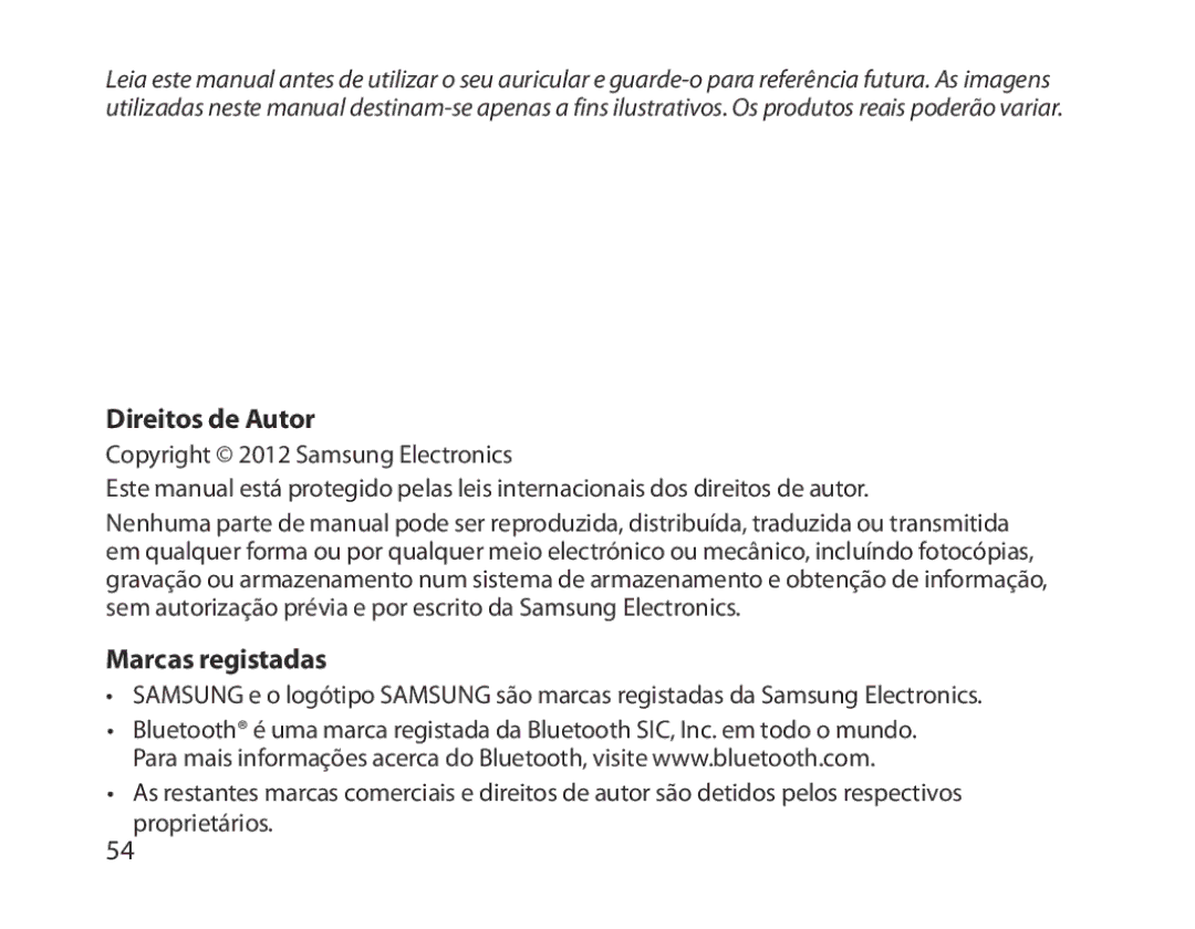 Samsung BHM1300EPEGXEE, BHM1300EKEGXEG, BHM1300EREGXEG, BHM1300EWEGXEG, BHM1300EBEGXEG Direitos de Autor, Marcas registadas 