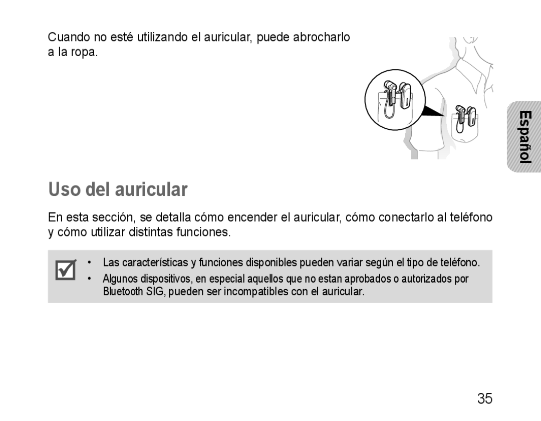 Samsung BHM1500EBECTUR, BHM1500EBECXEF, BHM1500EBECXET, BHM1500EBECFOP, BHM1500EBECXSG, BHM1500JBECJED manual Uso del auricular 