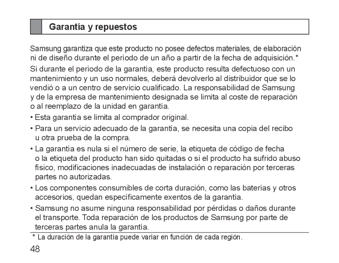 Samsung BHM1500EBECXEE, BHM1500EBECXEF, BHM1500EBECTUR, BHM1500EBECXET, BHM1500EBECFOP, BHM1500EBECXSG Garantía y repuestos 