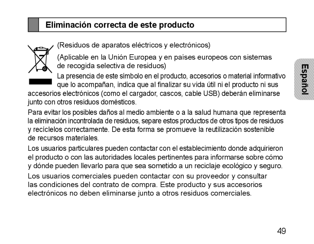 Samsung BHM1500EBECEUR, BHM1500EBECXEF, BHM1500EBECTUR, BHM1500EBECXET, BHM1500EBECFOP Eliminación correcta de este producto 