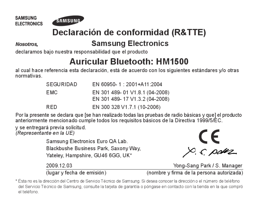 Samsung BHM1500EBECXEF, BHM1500EBECTUR, BHM1500EBECXET, BHM1500EBECFOP, BHM1500EBECXSG manual Auricular Bluetooth HM1500 