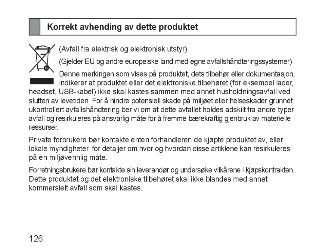 Samsung BHM1600EBECXEH, BHM1600EBECXEF, BHM1600EOECXEF, BHM1600EOECXET, BHM1600EBECXET Korrekt avhending av dette produktet 