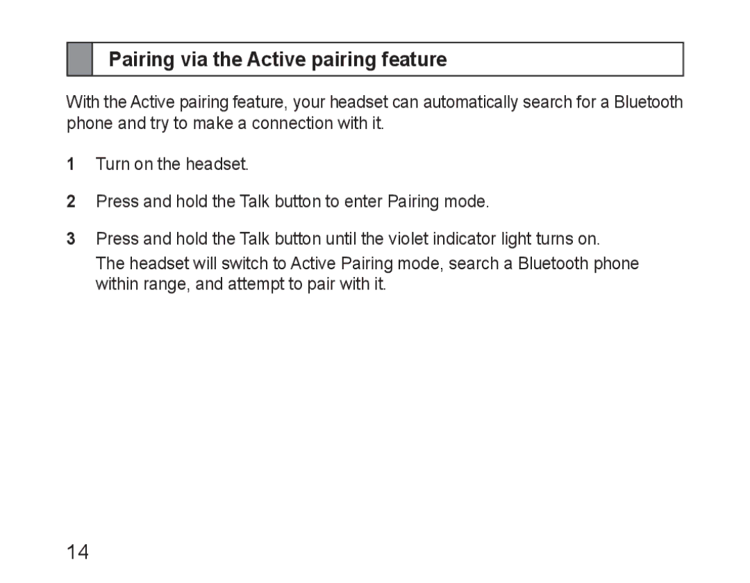 Samsung BHM1600EBECFOP, BHM1600EBECXEF, BHM1600EOECXEF, BHM1600EOECXET, BHM1600EBECXET Pairing via the Active pairing feature 