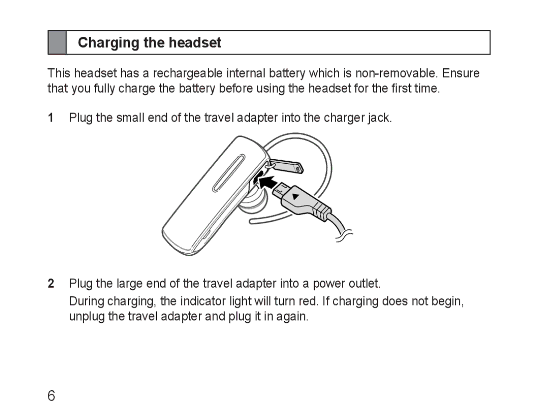 Samsung BHM1600EBECXEE, BHM1600EBECXEF, BHM1600EOECXEF, BHM1600EOECXET, BHM1600EBECXET, BHM1600EOECFOP Charging the headset 