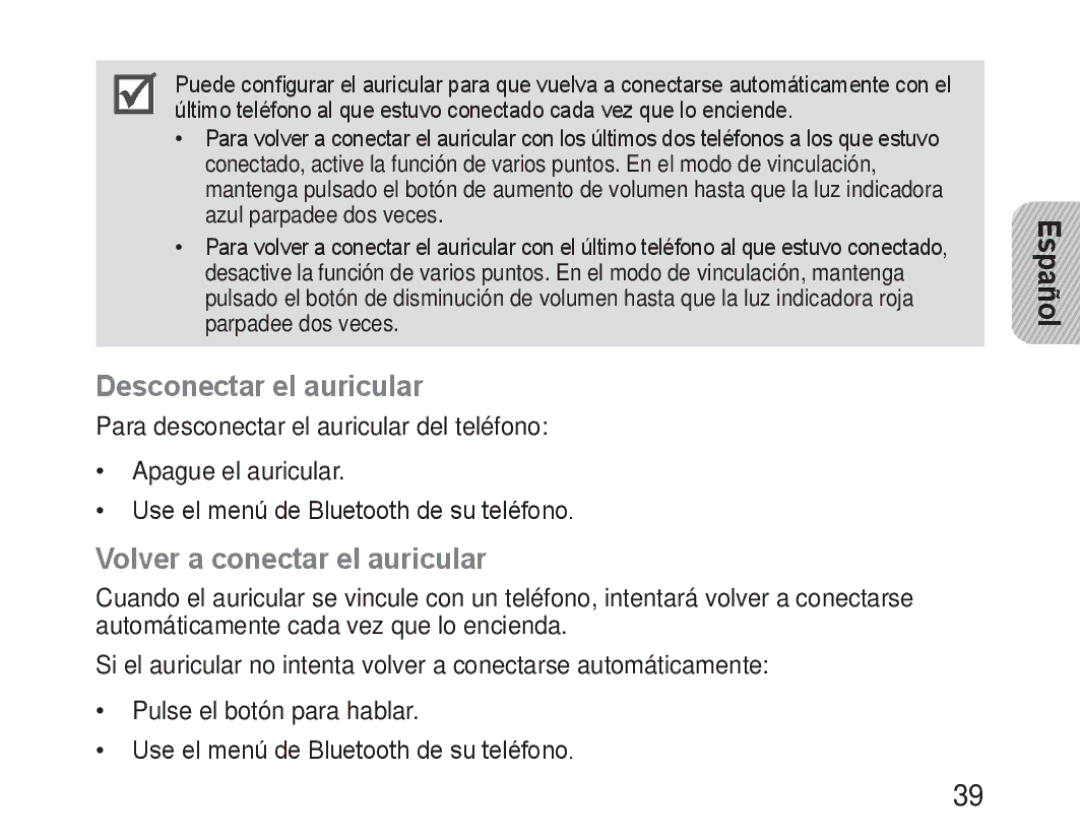 Samsung BHM1600EBECXEE, BHM1600EBECXEF, BHM1600EOECXEF manual Desconectar el auricular, Volver a conectar el auricular 