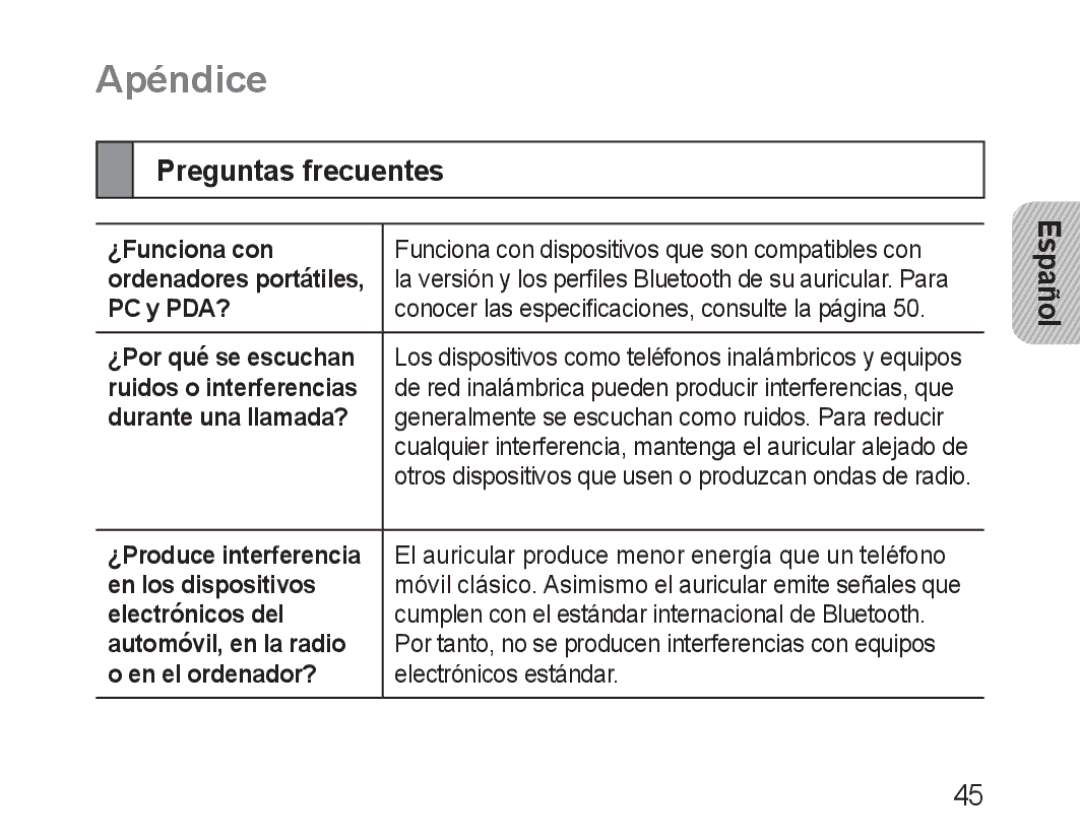 Samsung BHM1600EBECXET, BHM1600EBECXEF, BHM1600EOECXEF, BHM1600EOECXET, BHM1600EOECFOP manual Apéndice, Preguntas frecuentes 