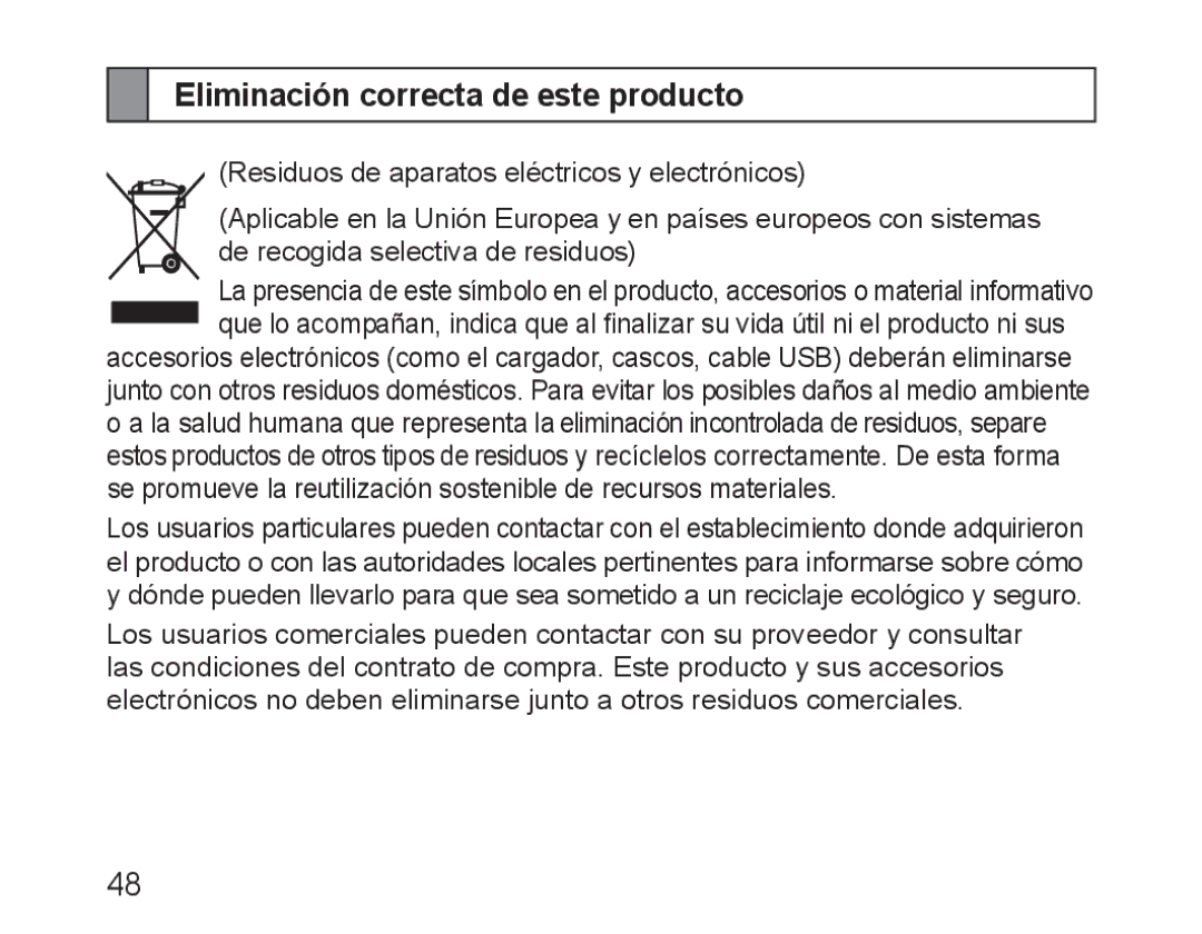 Samsung BHM1600EOECXEH, BHM1600EBECXEF, BHM1600EOECXEF, BHM1600EOECXET, BHM1600EBECXET Eliminación correcta de este producto 