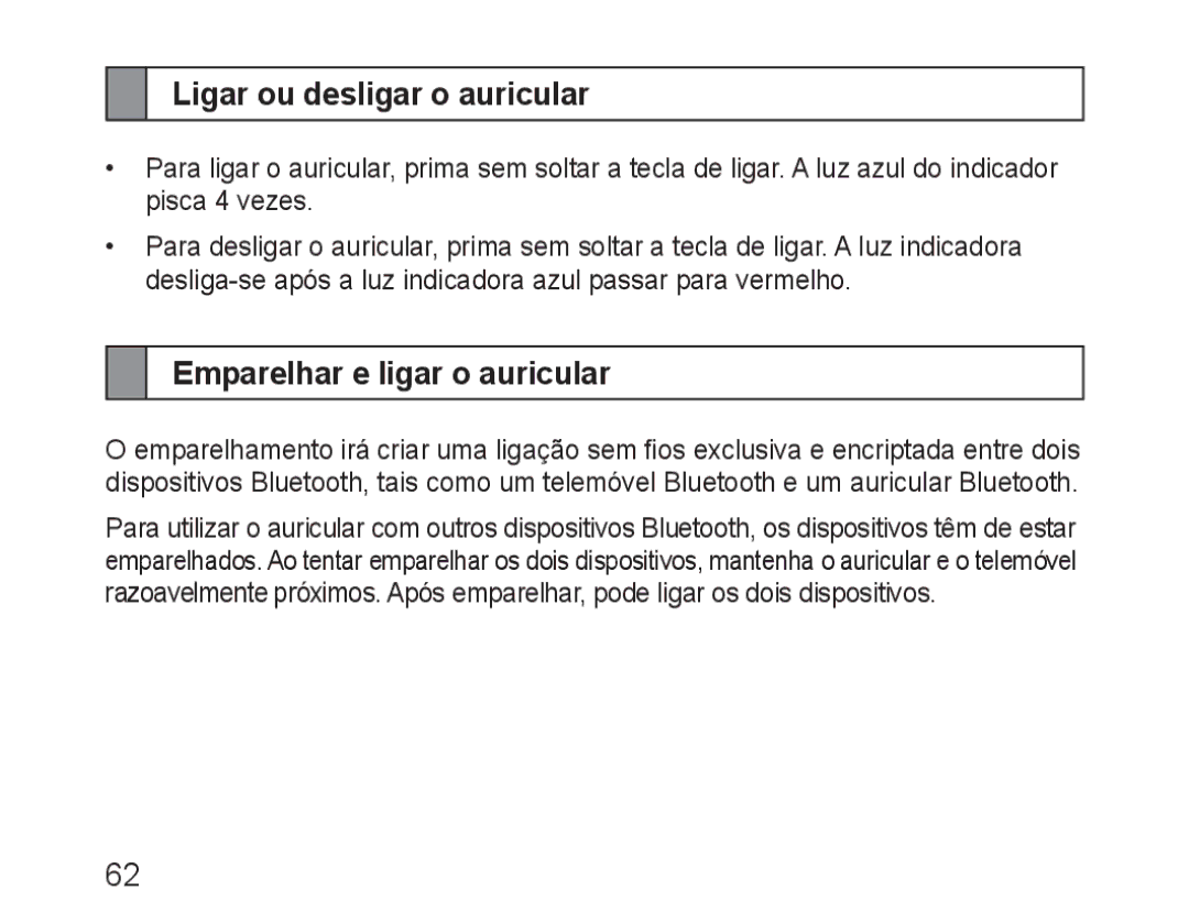 Samsung BHM1600EOECSER, BHM1600EBECXEF, BHM1600EOECXEF manual Ligar ou desligar o auricular, Emparelhar e ligar o auricular 