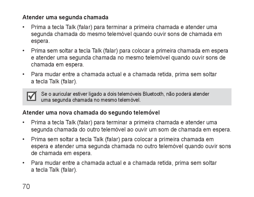 Samsung BHM1600EOECXEH, BHM1600EBECXEF manual Atender uma segunda chamada, Atender uma nova chamada do segundo telemóvel 