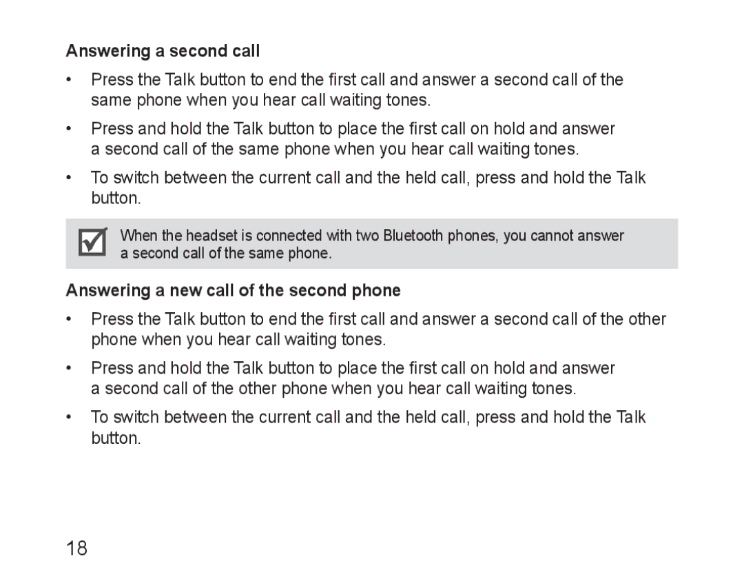 Samsung BHM1600EOECSER, BHM1600EBECXEF, BHM1600EOECXEF Answering a second call, Answering a new call of the second phone 