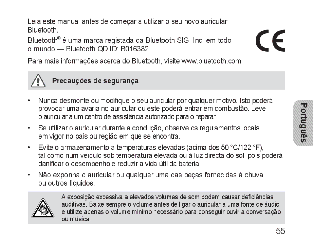 Samsung BHM1600EOECXET, BHM1600EBECXEF, BHM1600EOECXEF, BHM1600EBECXET, BHM1600EOECFOP, BHM1600EBECFOP Precauções de segurança 