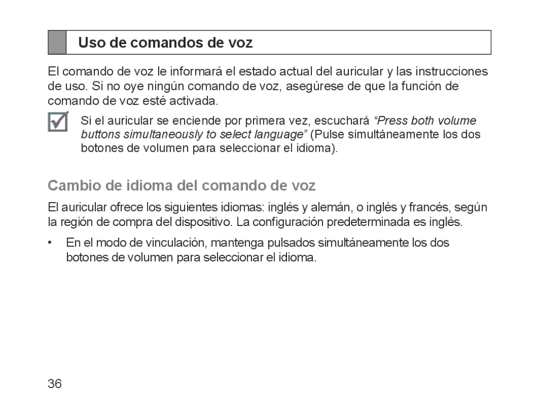 Samsung BHM1700EMECHAT, BHM1700VDECXEF, BHM1700VPECXEF manual Uso de comandos de voz, Cambio de idioma del comando de voz 