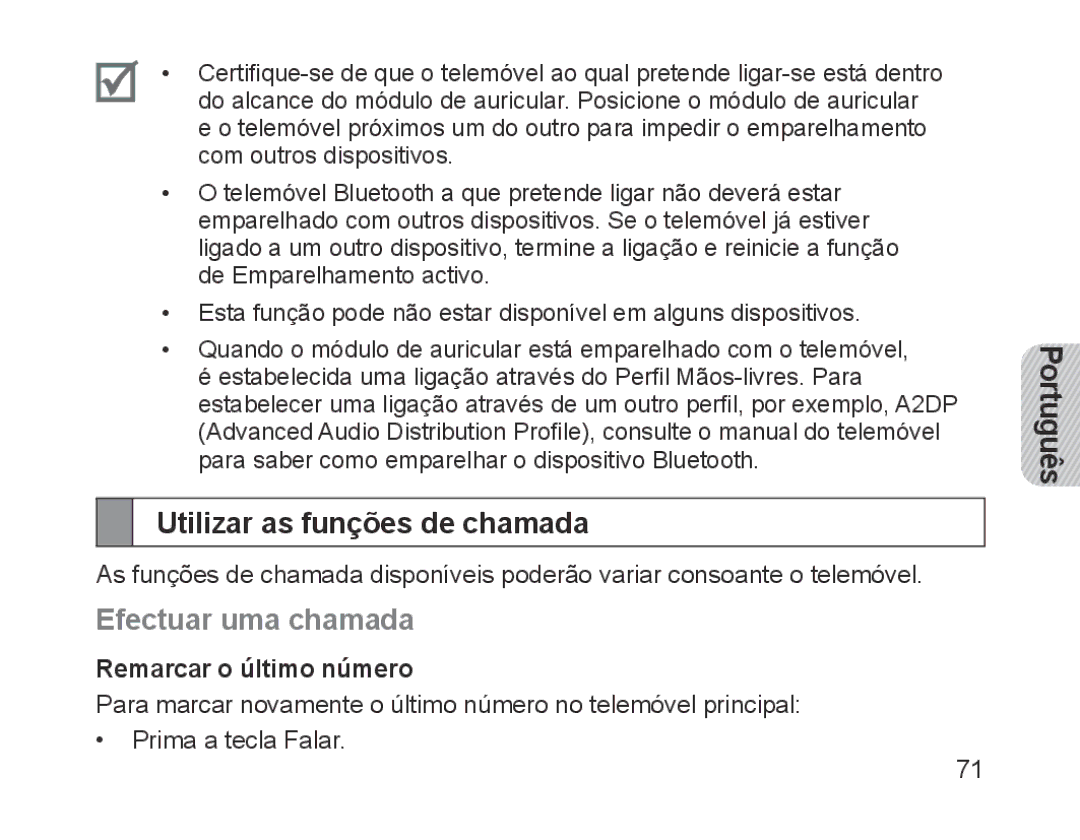 Samsung BHM1700EPECXEH, BHM1700VDECXEF manual Utilizar as funções de chamada, Efectuar uma chamada, Remarcar o último número 