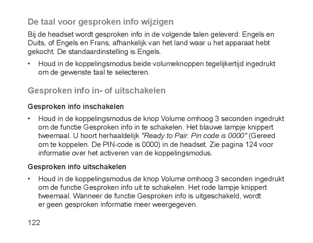 Samsung BHM1700EDRCSER, BHM1700VDECXEF manual De taal voor gesproken info wijzigen, Gesproken info in- of uitschakelen 